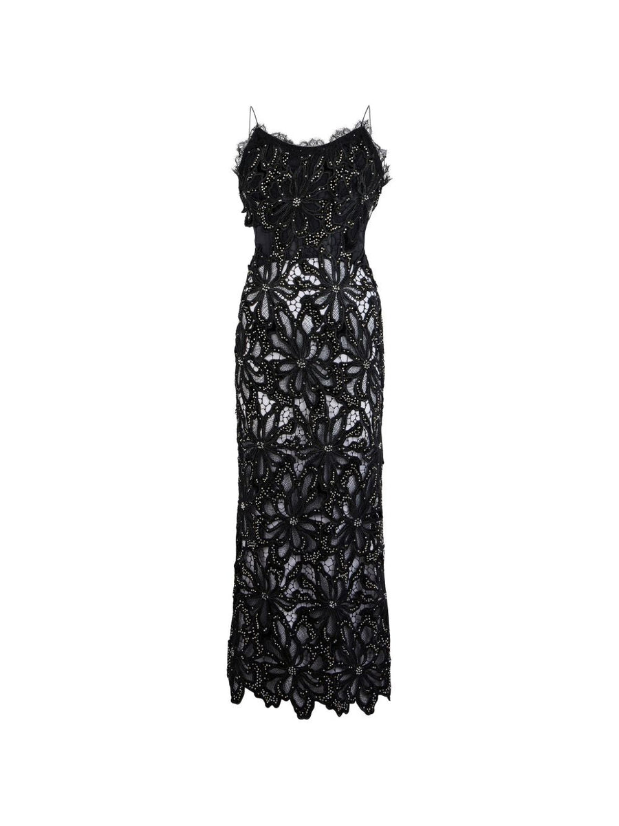 Dress Black Lace Bustier Polyester