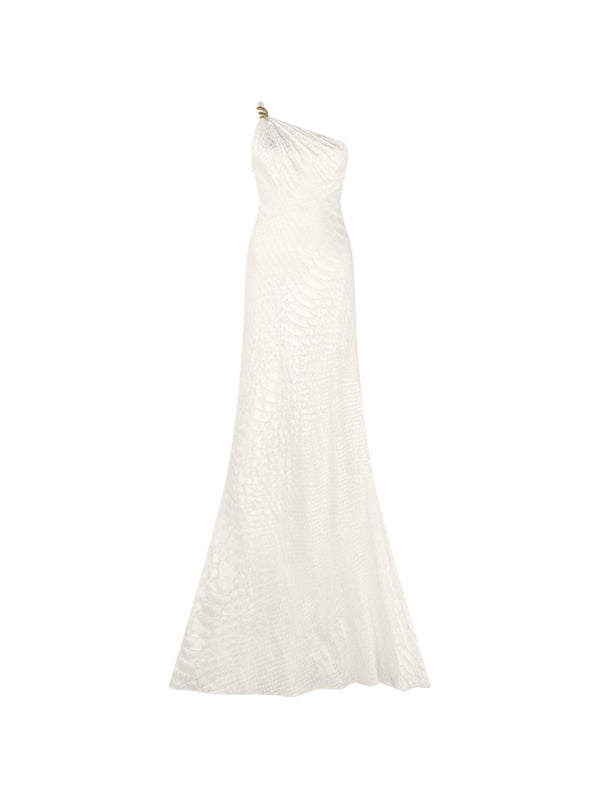 Dress One-Shoulder White Viscose