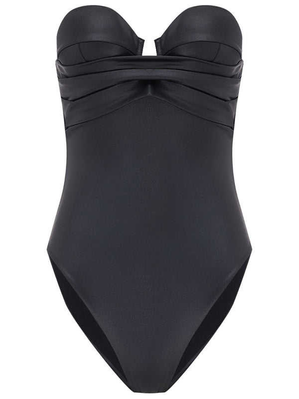 Swimsuit Strapless Black Polyamide Swimwear