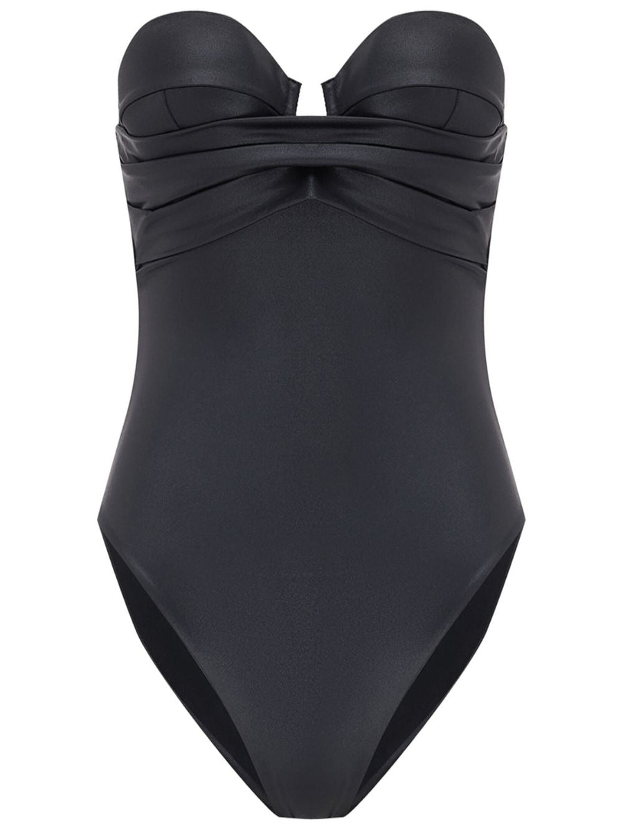 Swimsuit Strapless Black Polyamide Swimwear