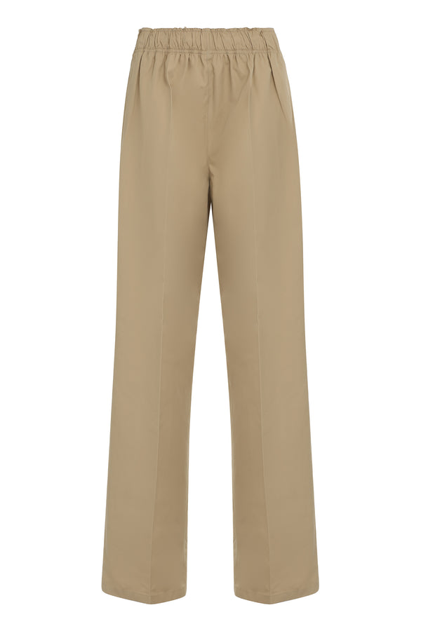 Wide-Leg Cotton Trousers Beige