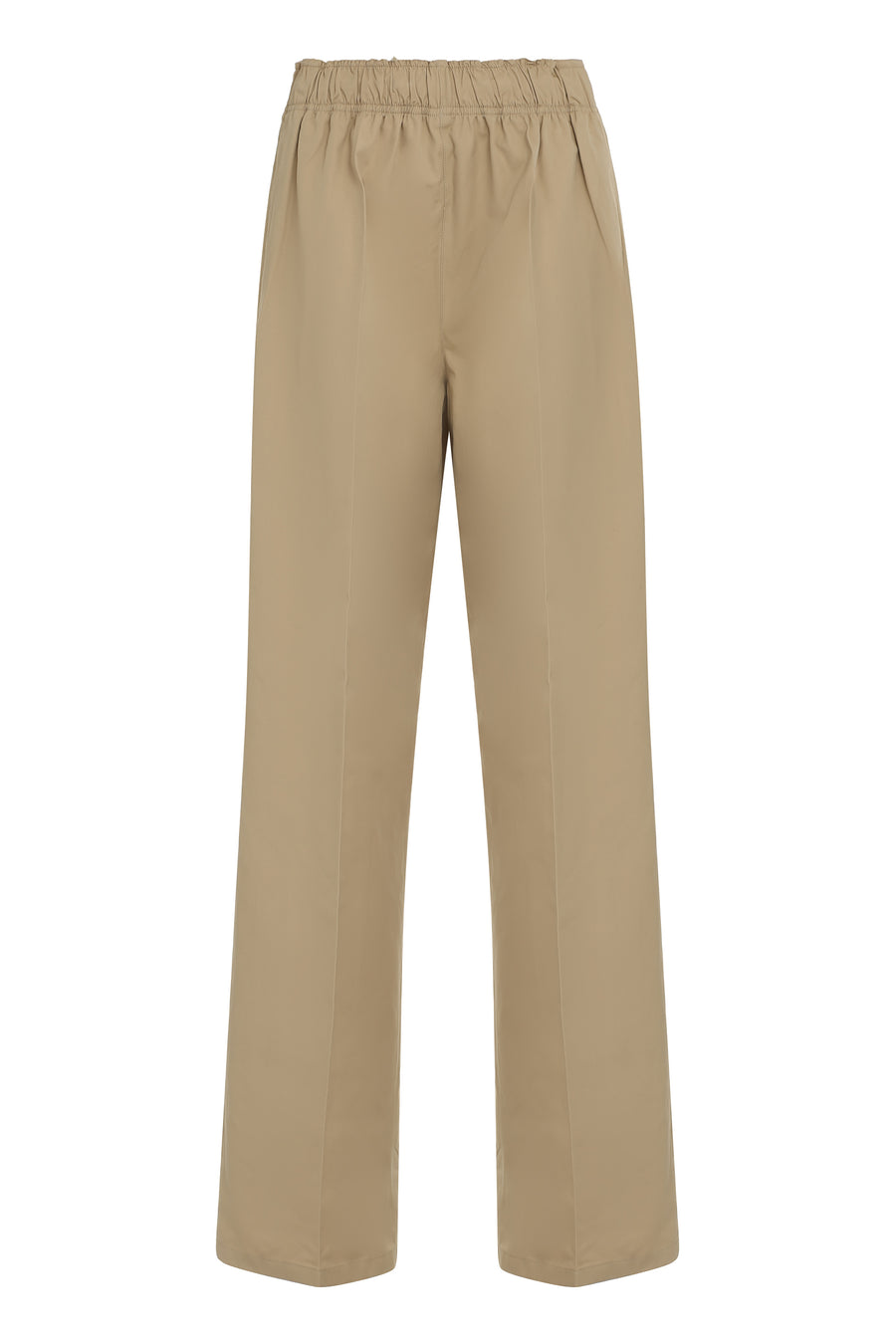 Wide-Leg Cotton Trousers Beige