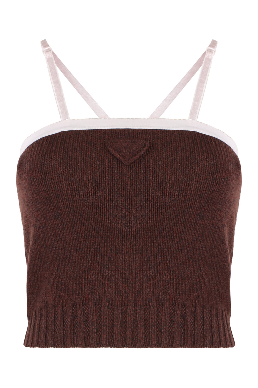 Wool And Cashmere Top Dark Brown Virgin Vests & Tank Tops