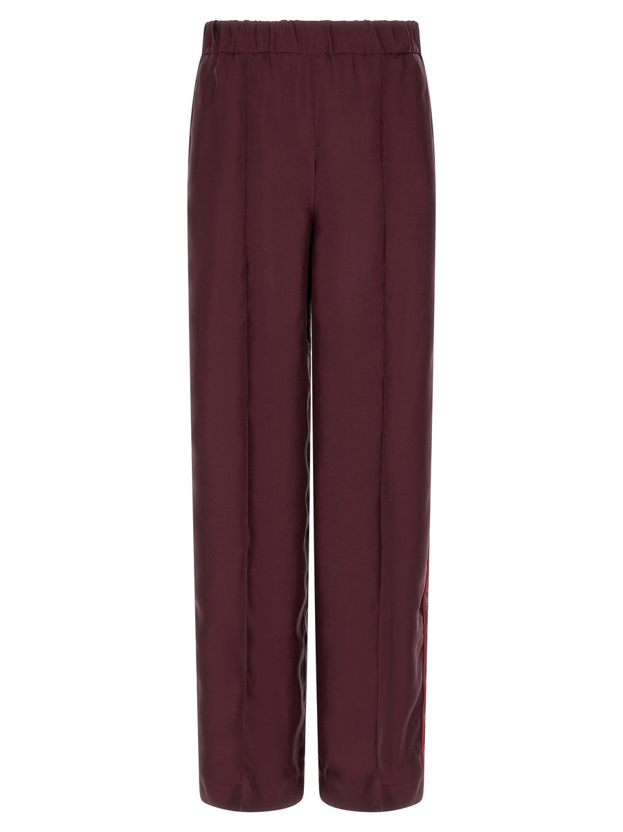 F.r.s. - For Restless Sleepers Silk Wide-Leg Trousers — Burgundy