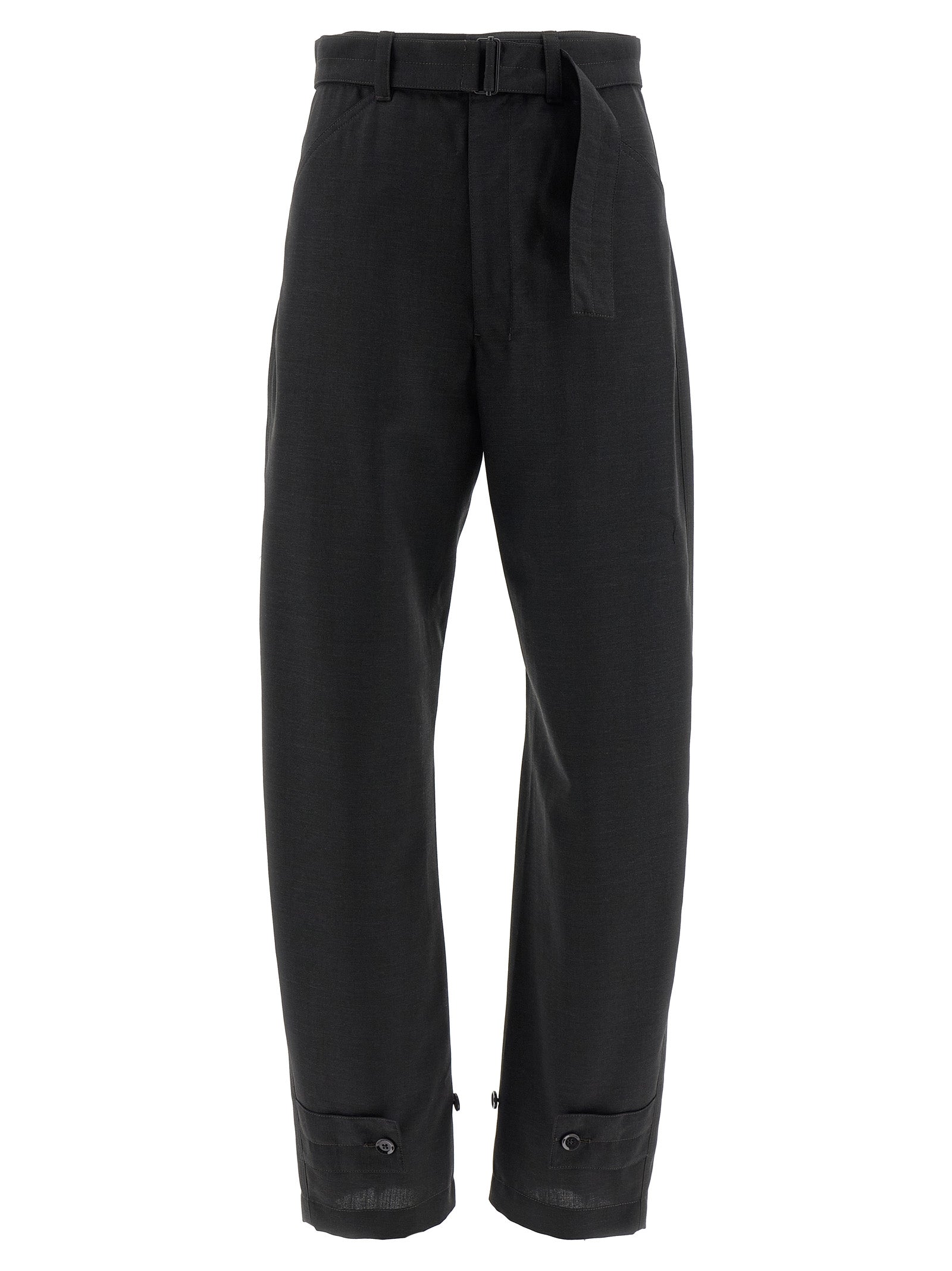 Curved Tailored pants Black Polyester