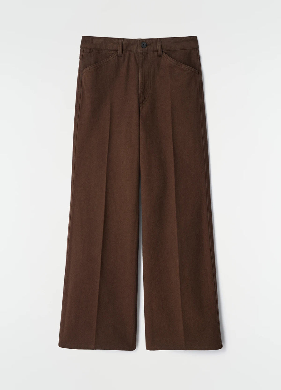 Pantalon 5 Poches Évasé Brown Trousers