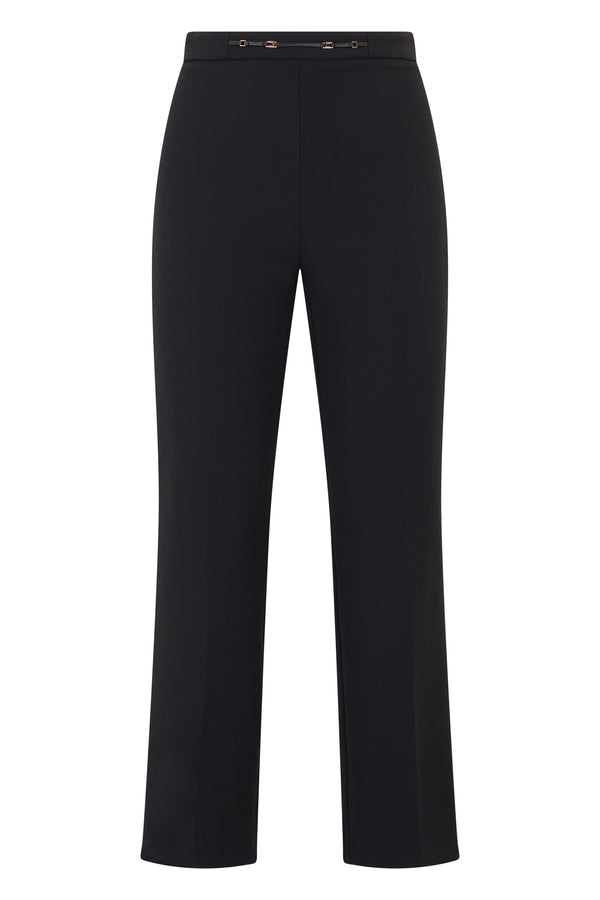 Straight-Leg Trousers Black Polyester Straight