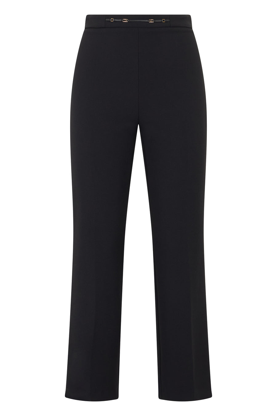 Straight-Leg Trousers Black Polyester Straight