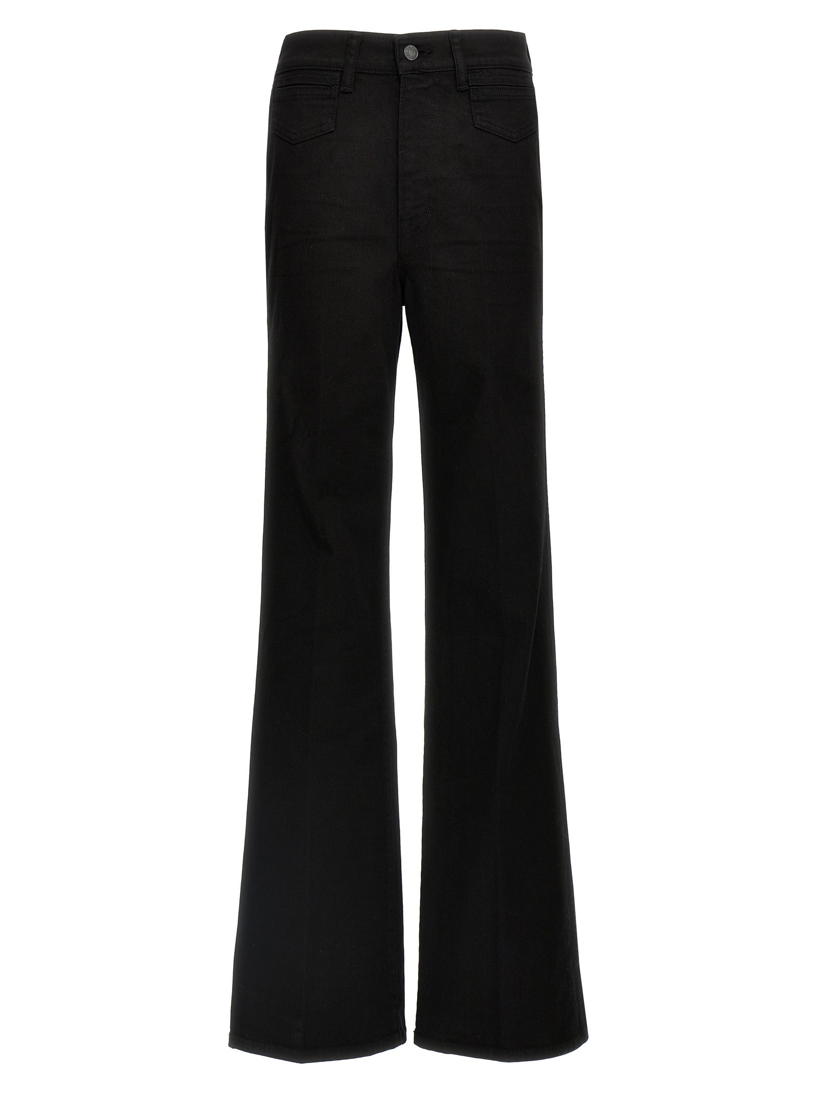Stretch Twill Denim Wide Flare jeans Black Cotton