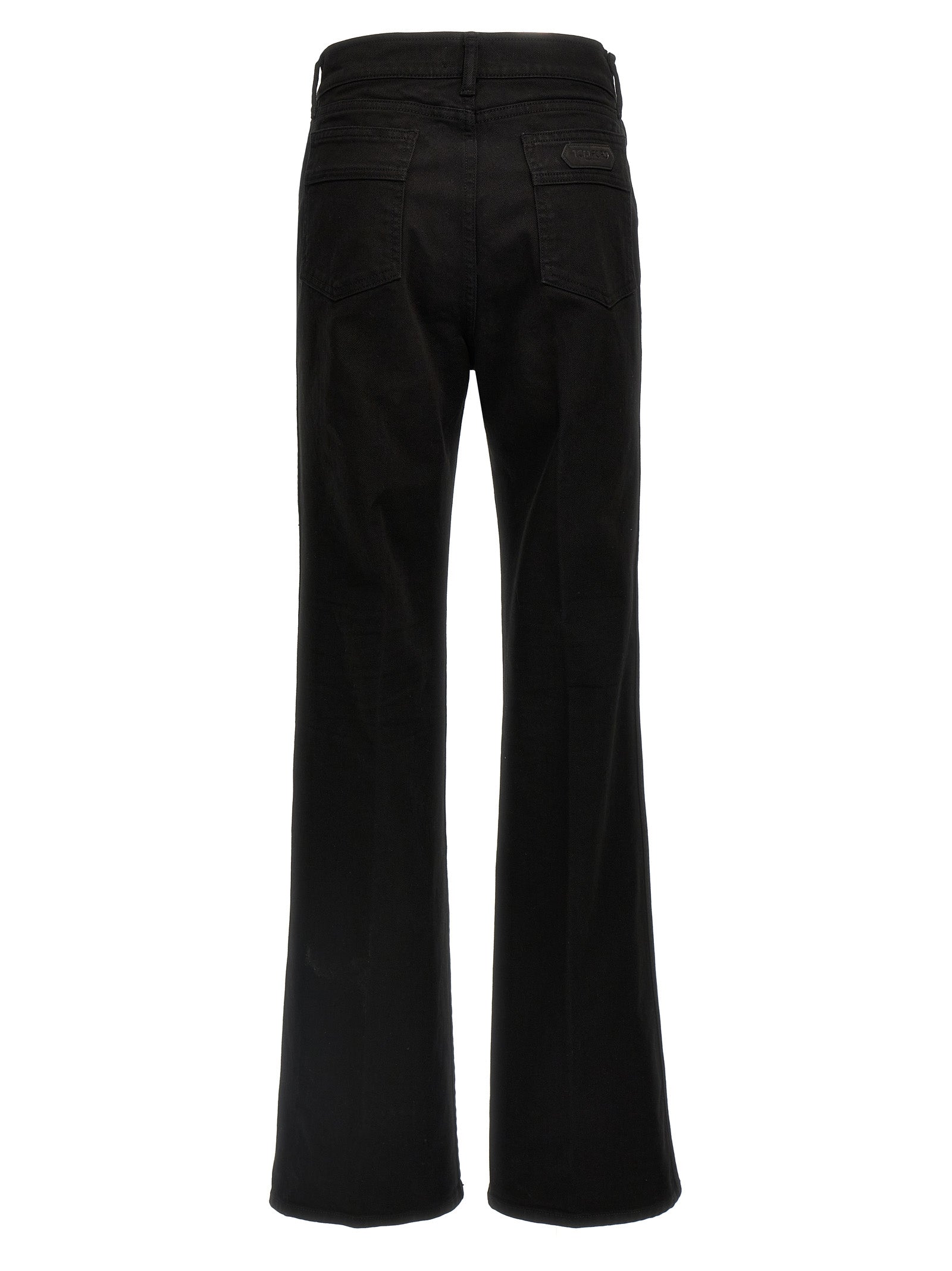 Stretch Twill Denim Wide Flare jeans Black Cotton