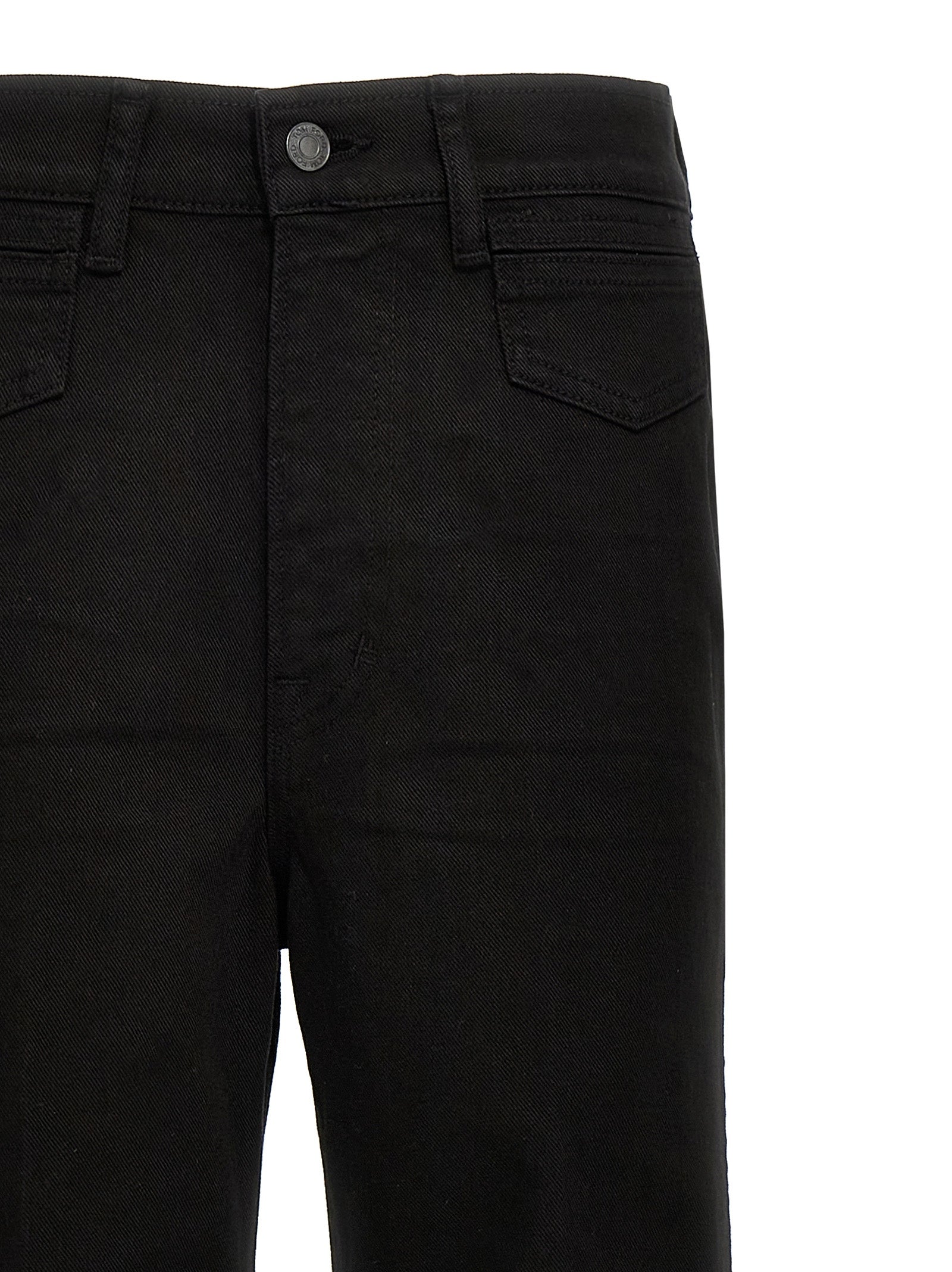 Stretch Twill Denim Wide Flare jeans Black Cotton