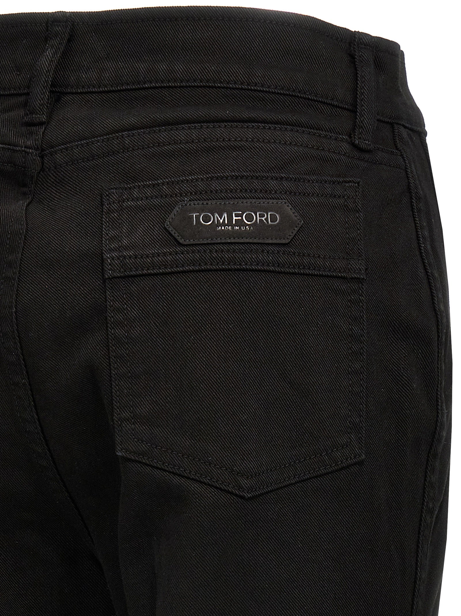Stretch Twill Denim Wide Flare jeans Black Cotton