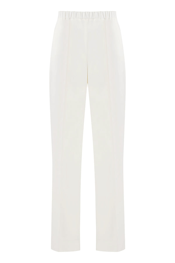 Trousers White Viscose Acetate Straight