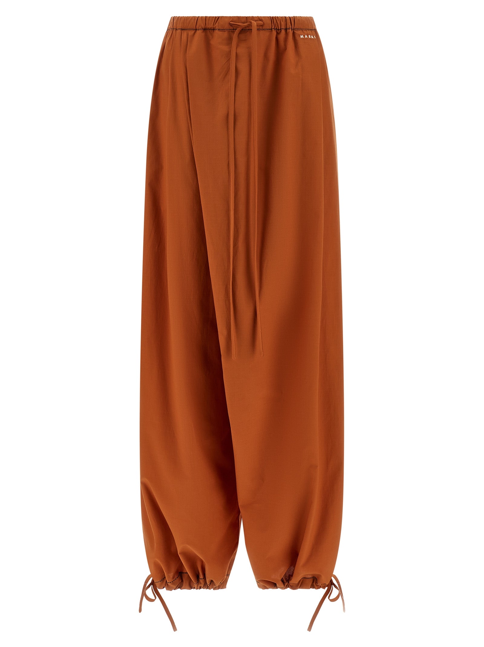 Diagonal Draping Pants Orange Cotton