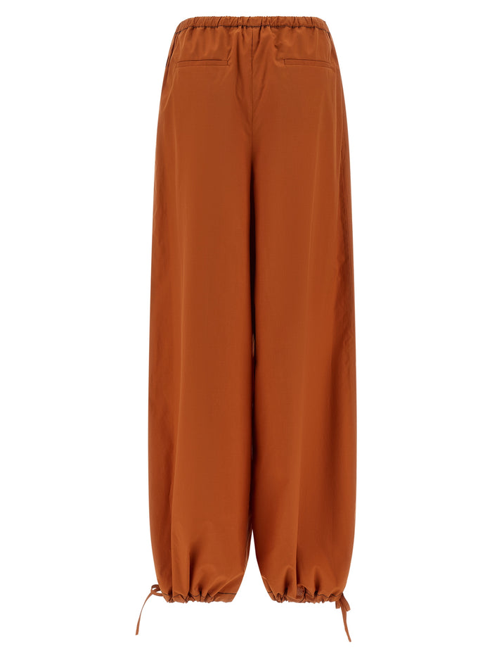 Diagonal Draping Pants Orange Cotton