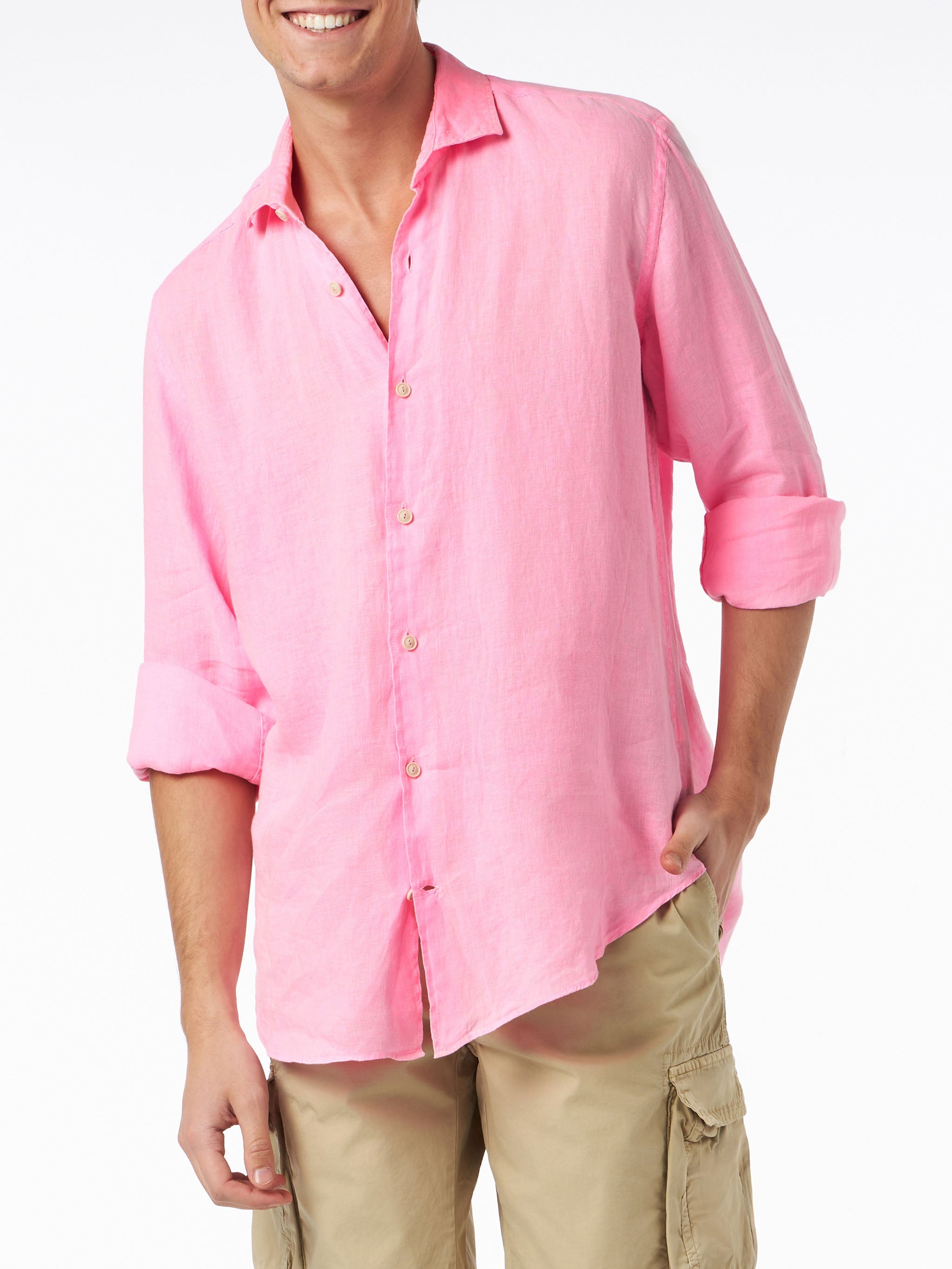 Man Water Fluo Pink Linen Pamplona Shirt