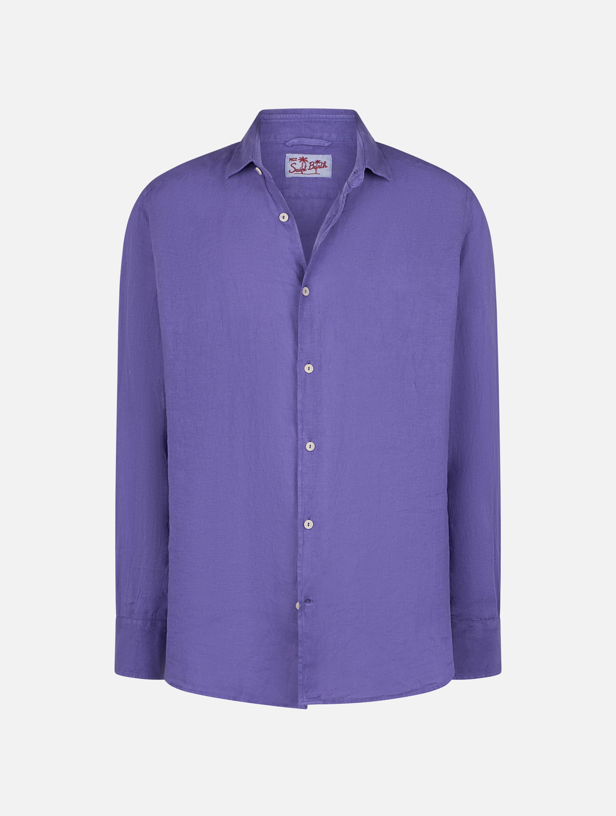 Man Purple Linen Shirt Pamplona Pink