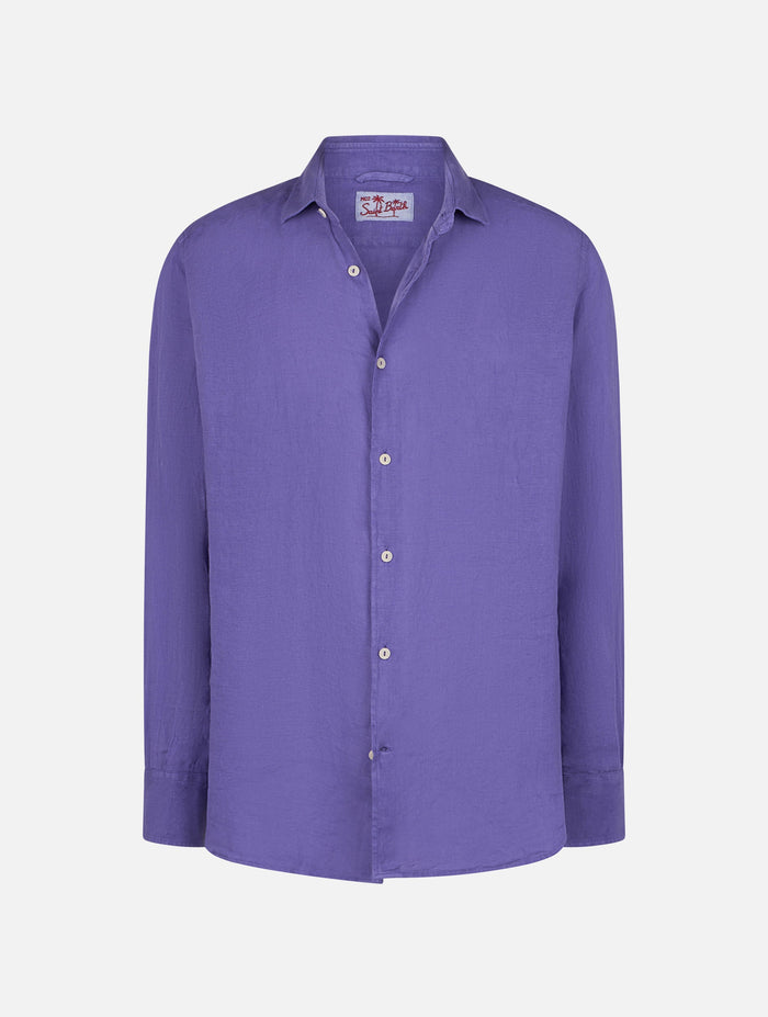 Man Purple Linen Shirt Pamplona Pink