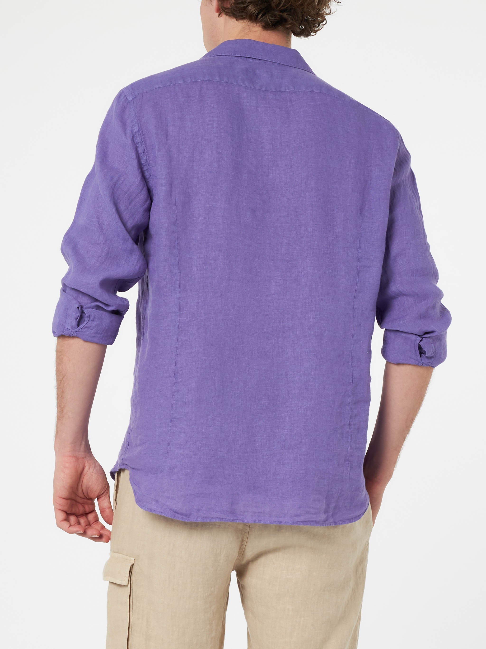 Man Purple Linen Shirt Pamplona Pink