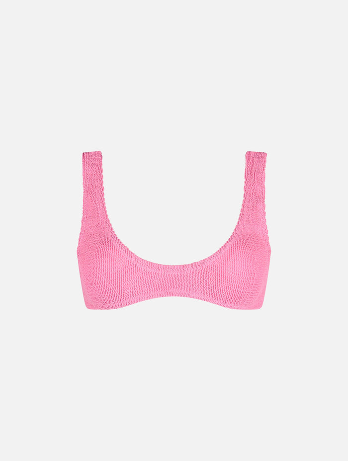 Pamy Pink Crinkle Bralette Bikini Top
