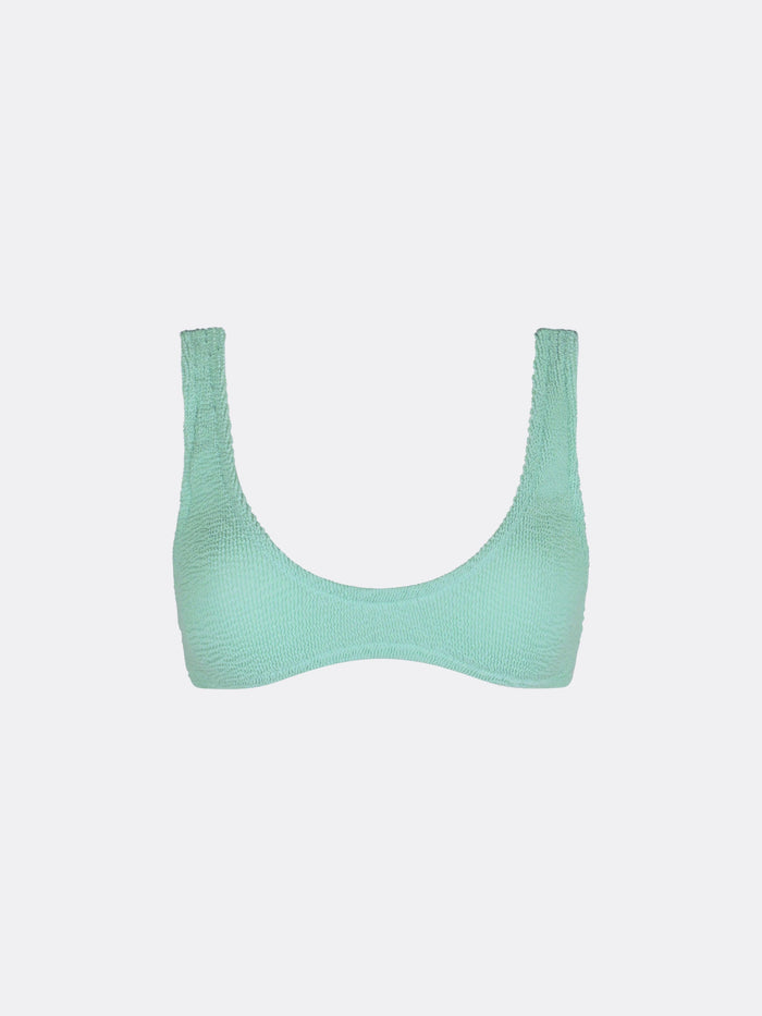 Pamy Sage Green Tiny Crinkle Bralette Top