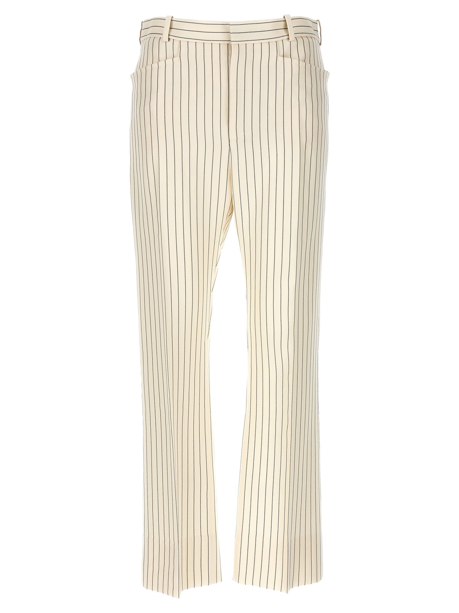Pinstripe pants White/black Wool Silk Polyester