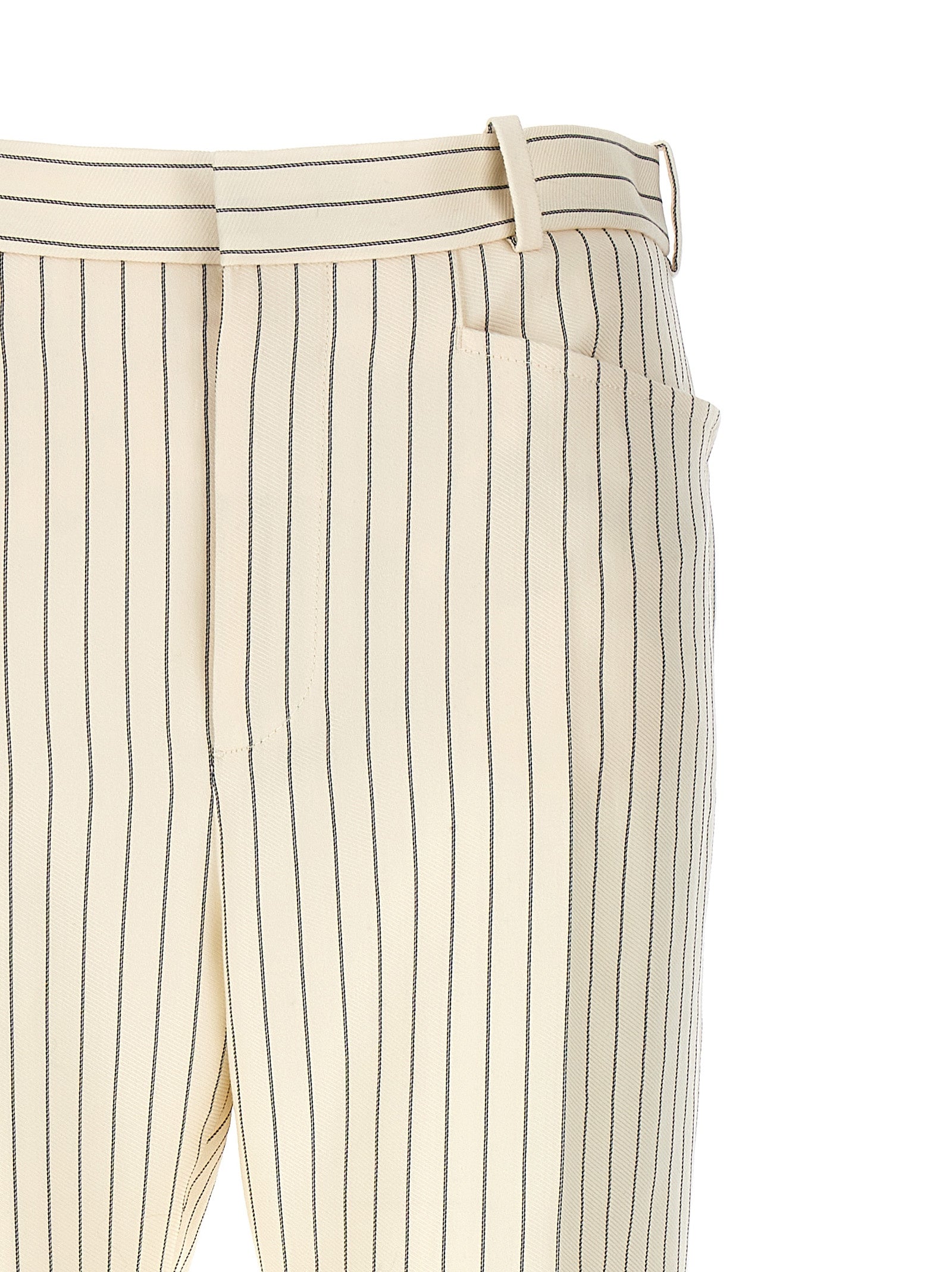 Pinstripe pants White/black Wool Silk Polyester