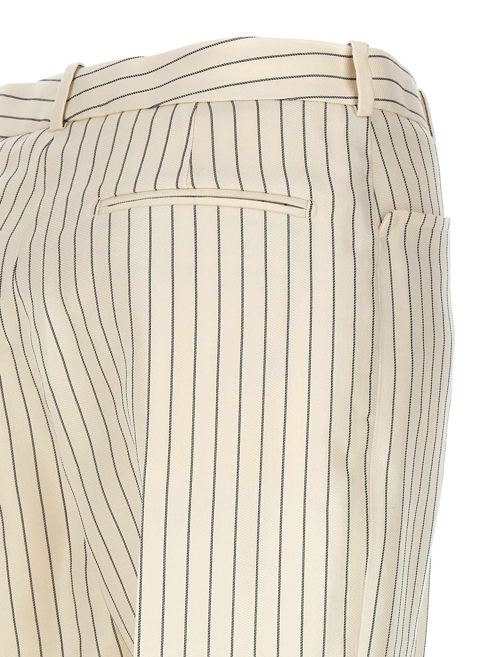 Pinstripe pants White/black Wool Silk Polyester