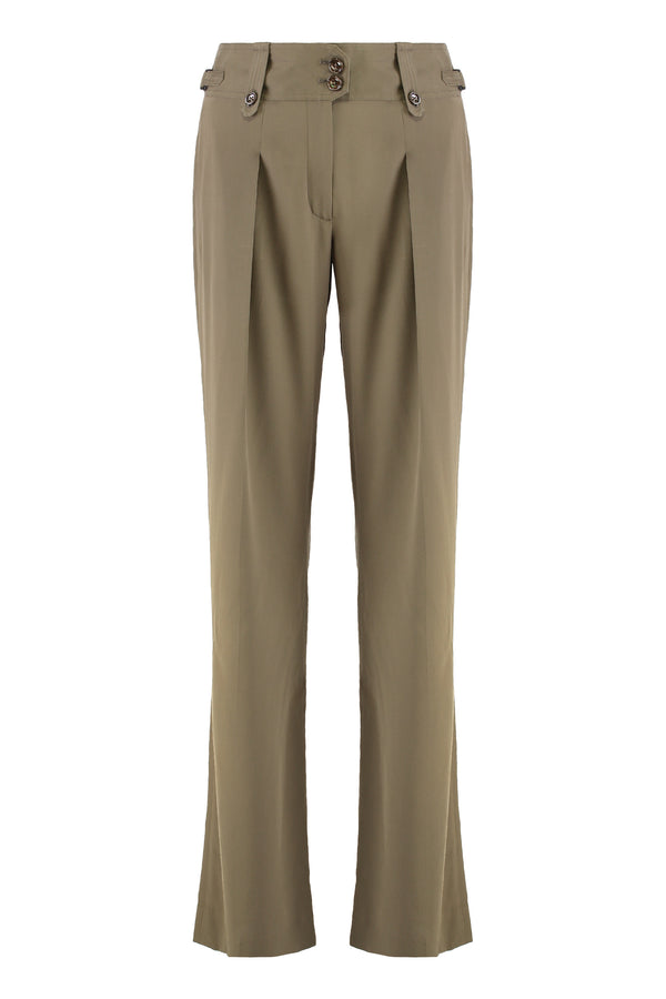 Silk Trousers Khaki Flared