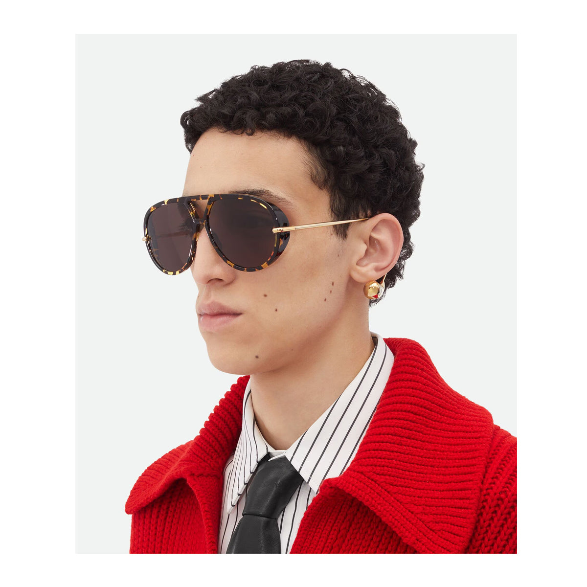 Bottega Veneta BV1273S Linea Unapologetic 005 Havana Gold Grey Marrone Acetate/metal Occhiali Da Sole