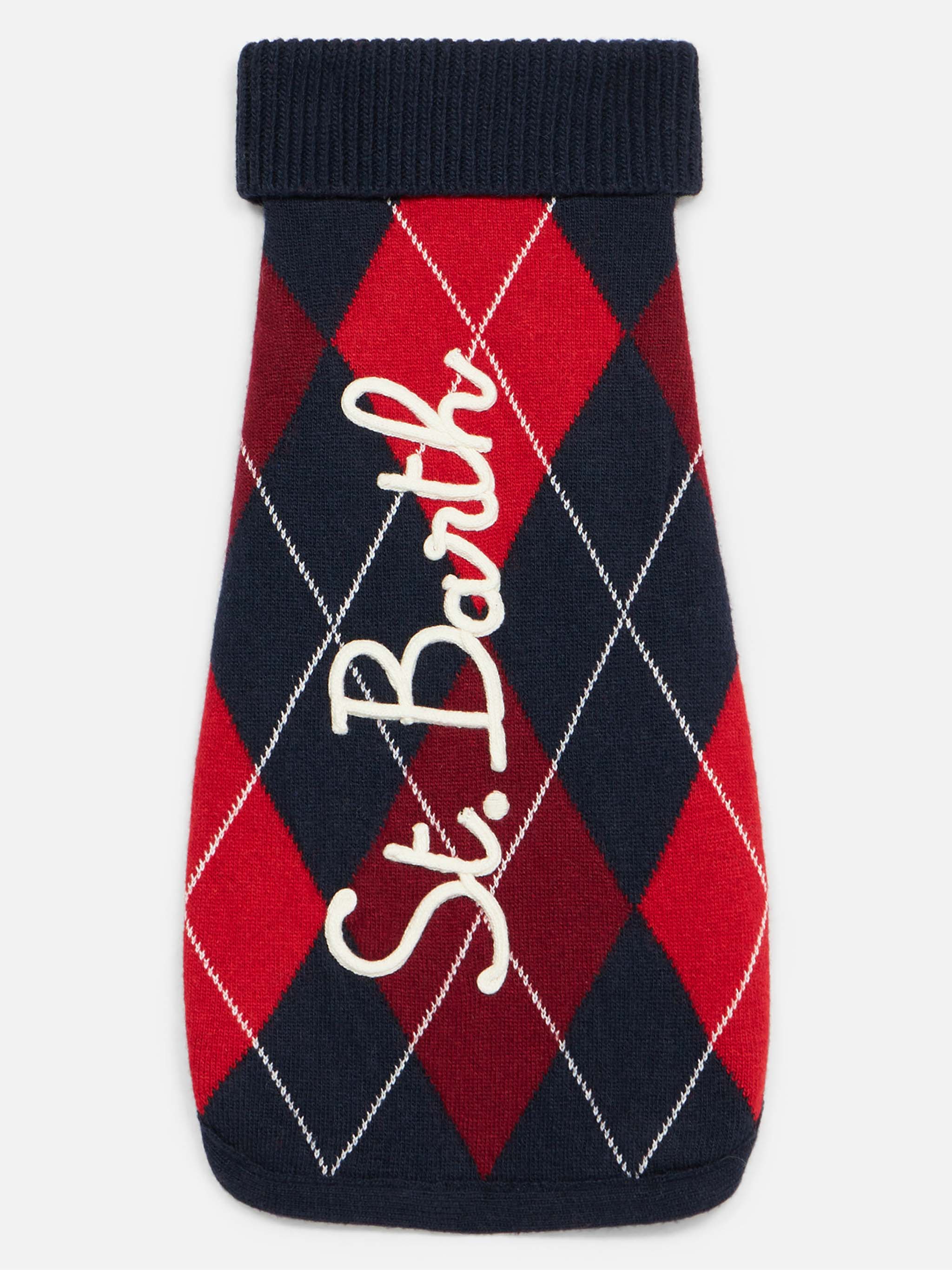 Dog Sweater With Argyle Print Blue