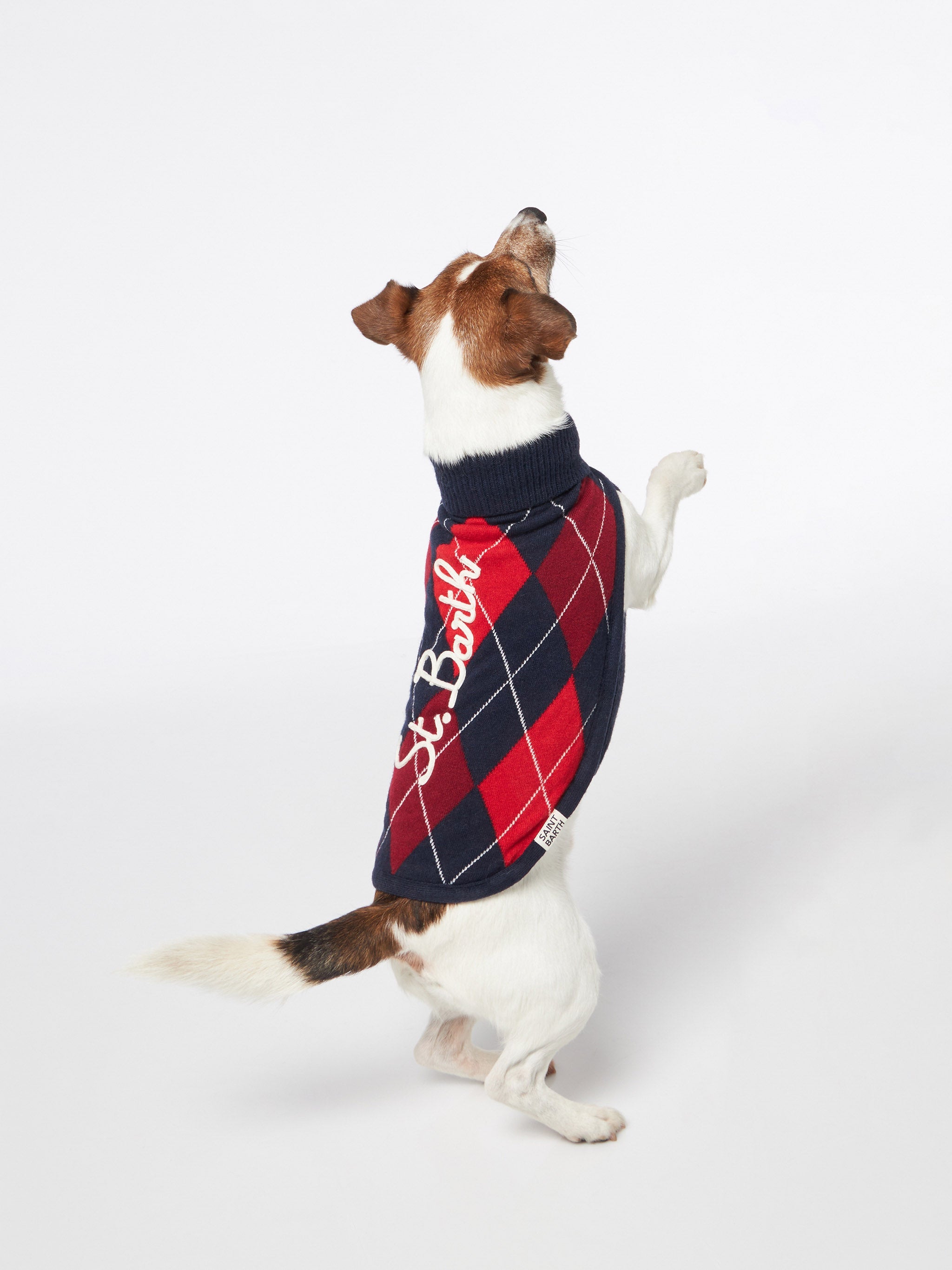 Dog Sweater With Argyle Print Blue