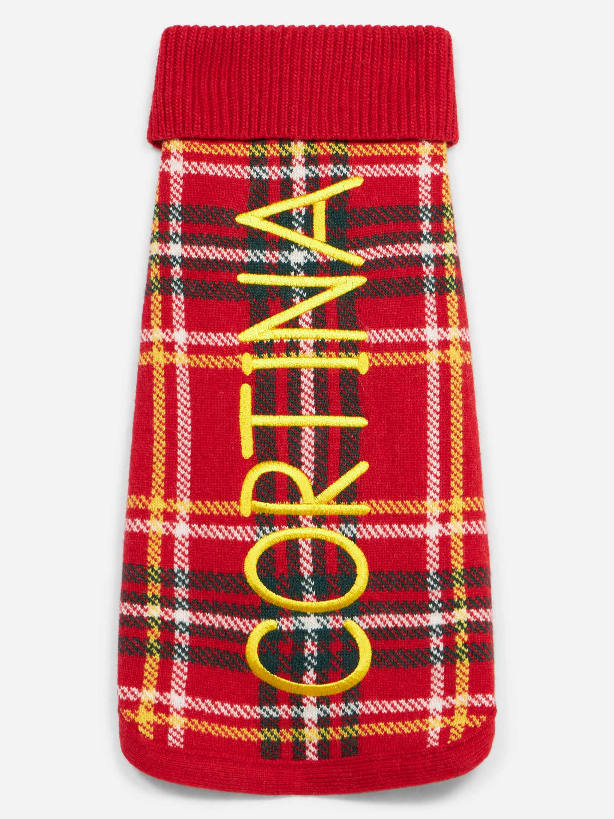 Dog Sweater With Tartan Print Red