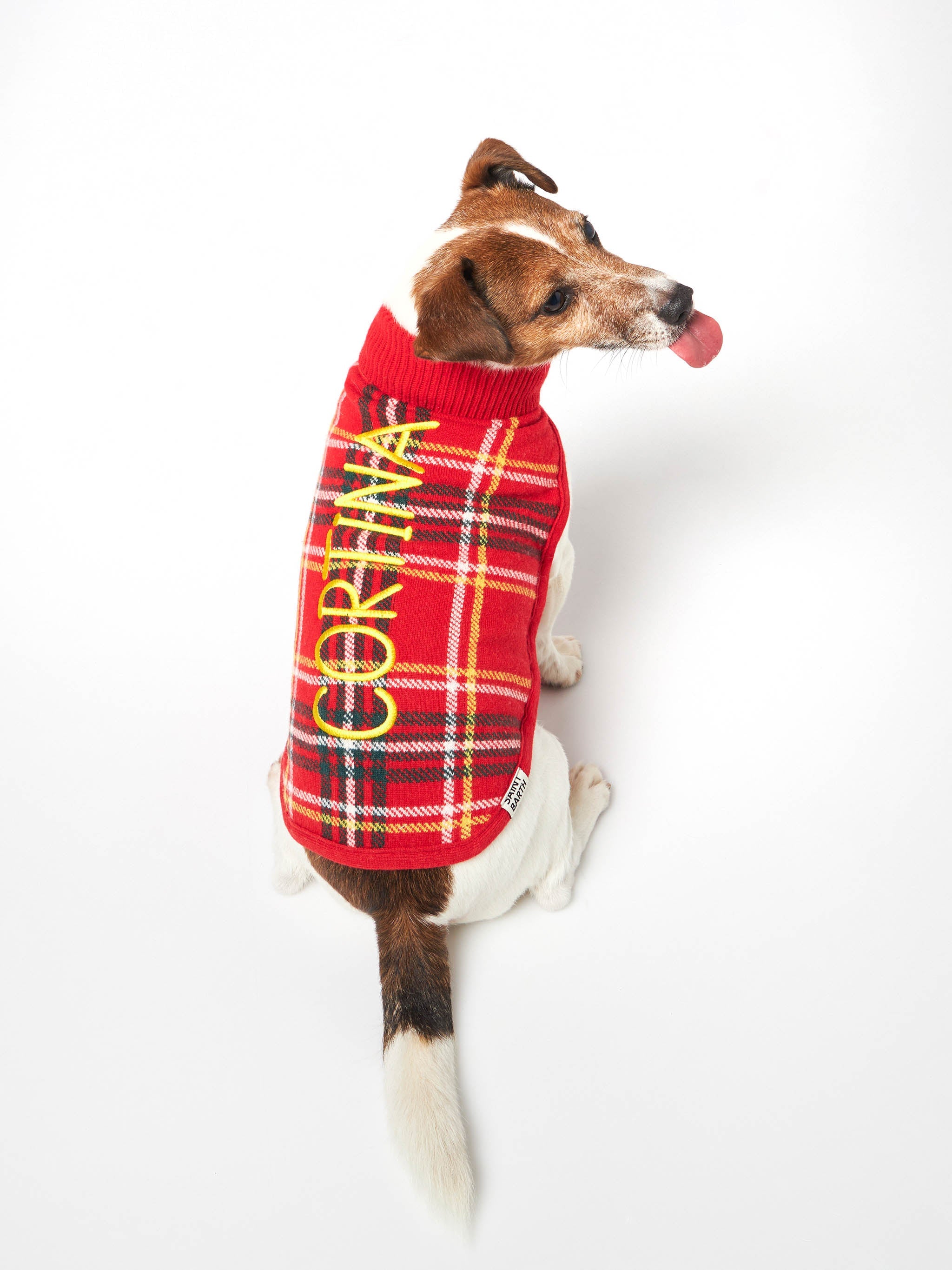 Dog Sweater With Tartan Print Red