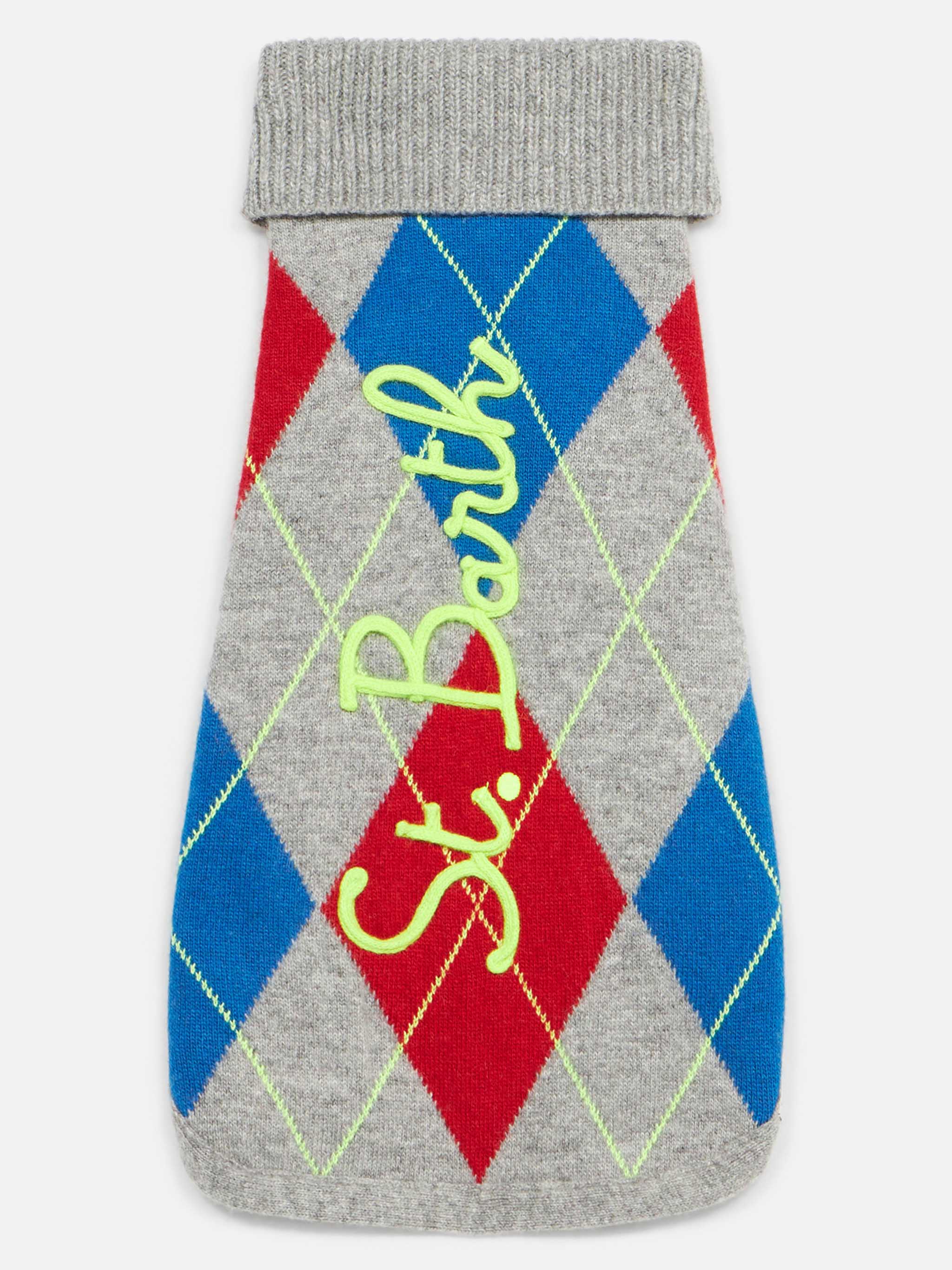 Dog Sweater With Argyle Print Grey