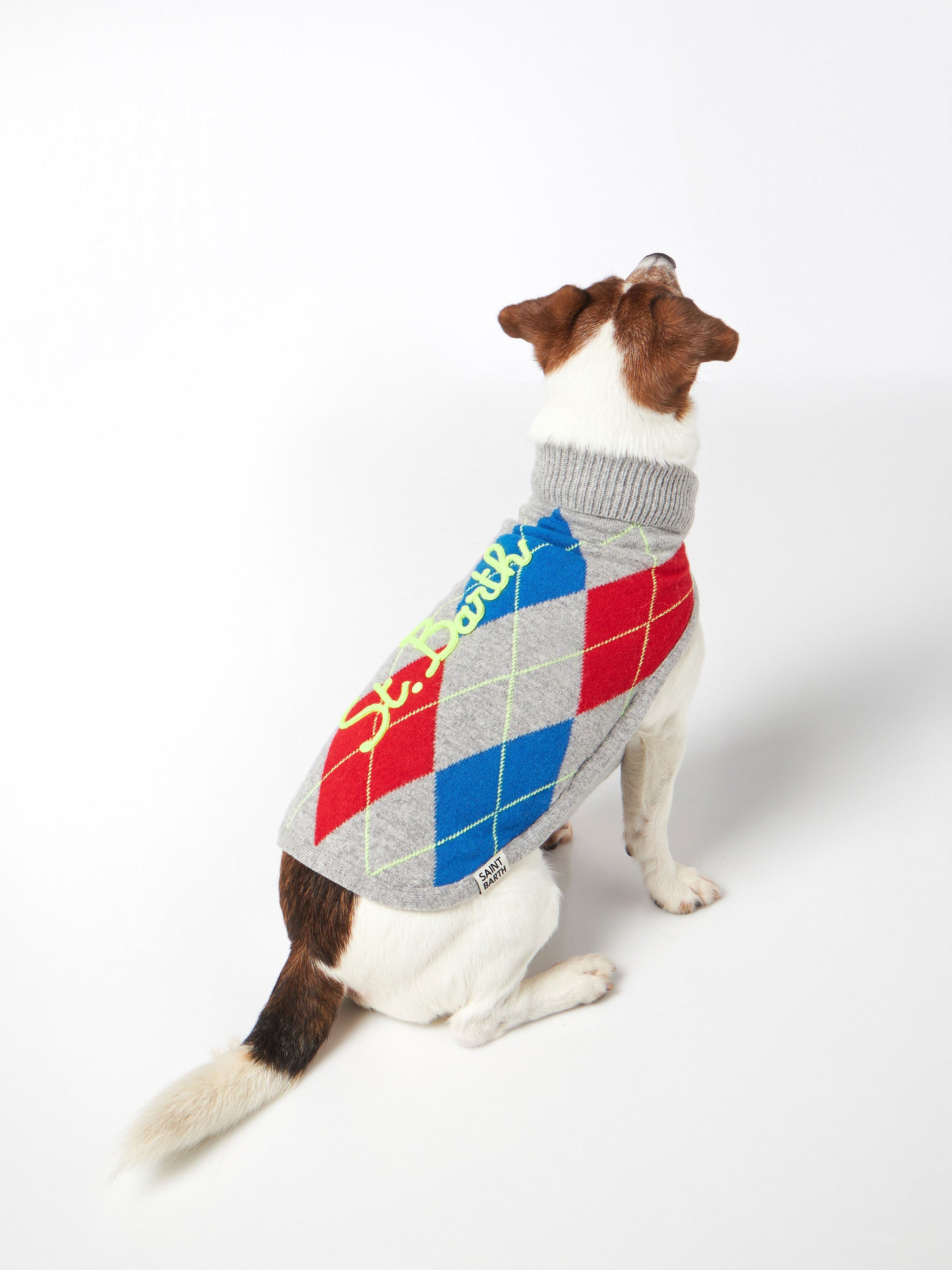 Dog Sweater With Argyle Print Grey