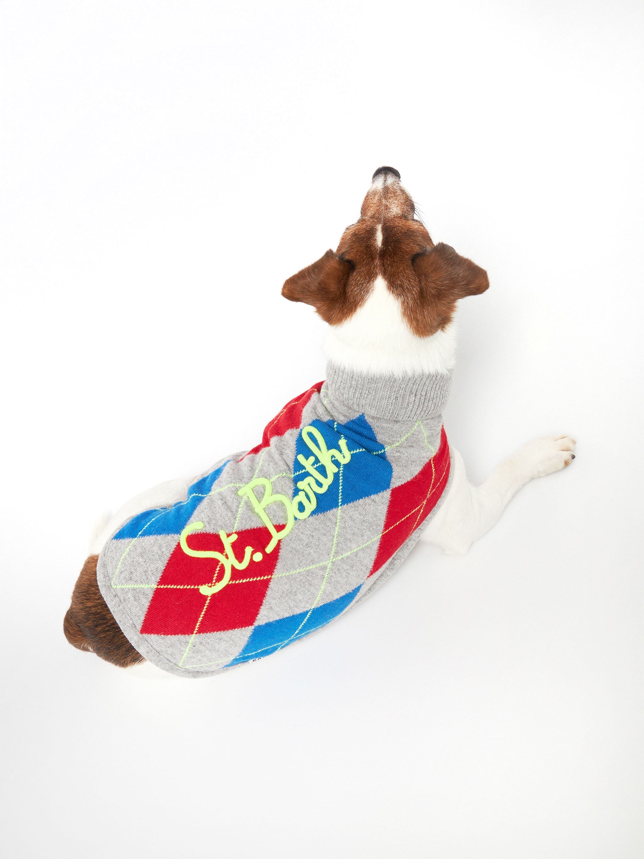 Dog Sweater With Argyle Print Grey