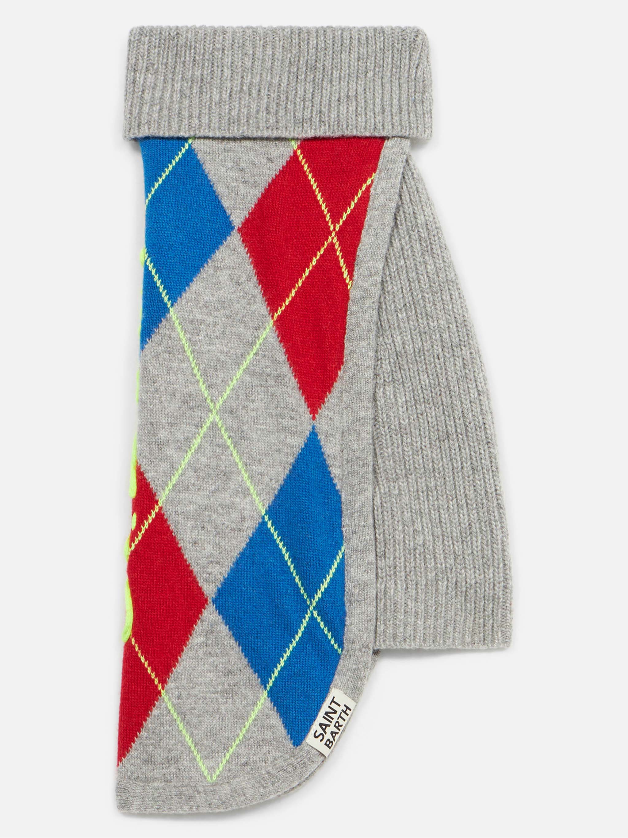 Dog Sweater With Argyle Print Grey