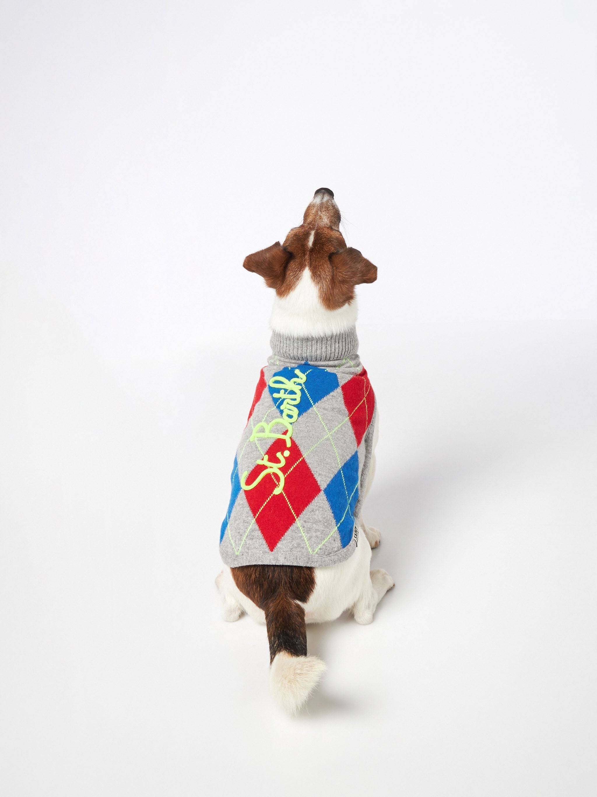 Dog Sweater With Argyle Print Grey