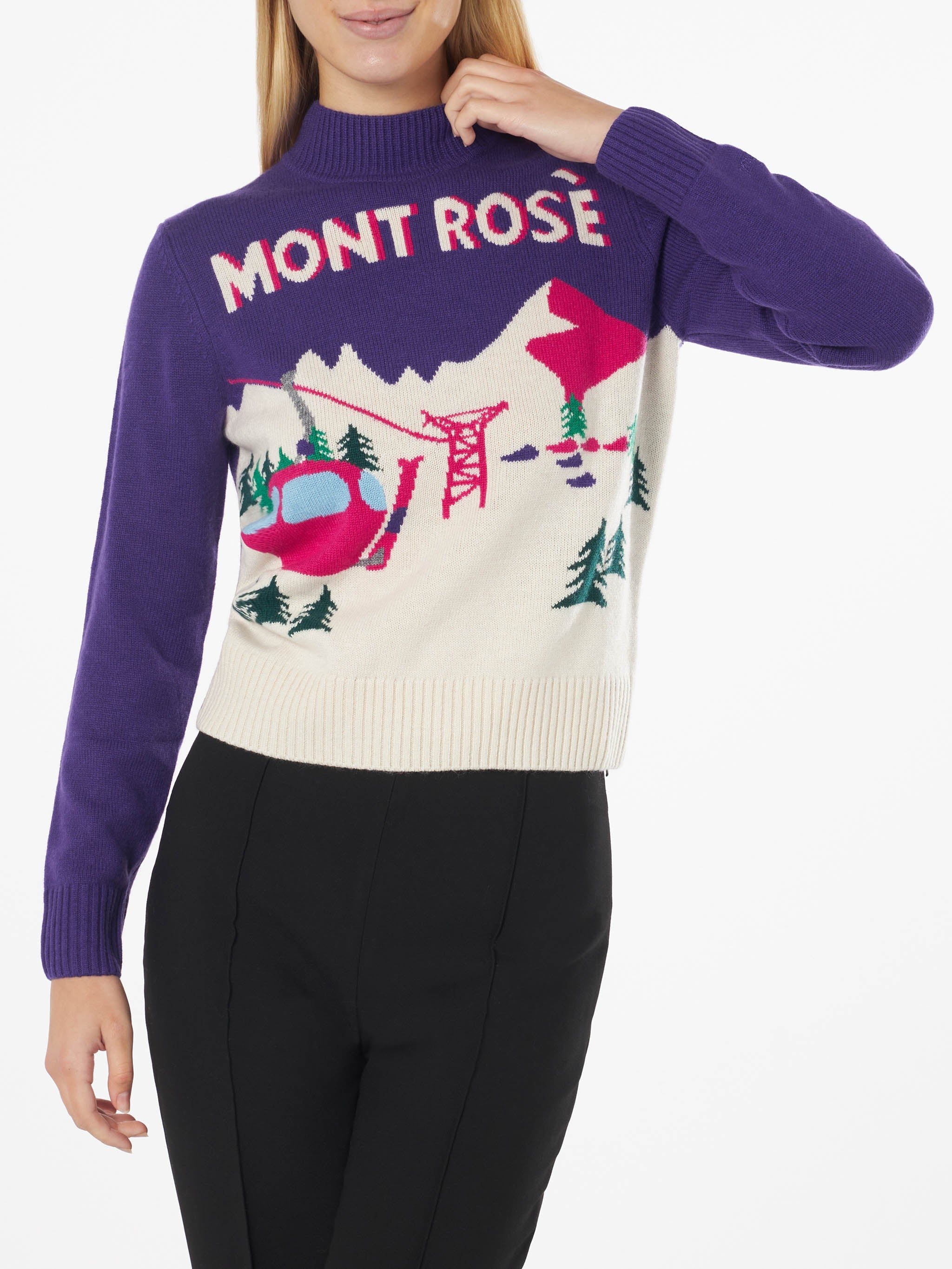 Peak Purple Sweater With Mont Rosè Postcard Pink