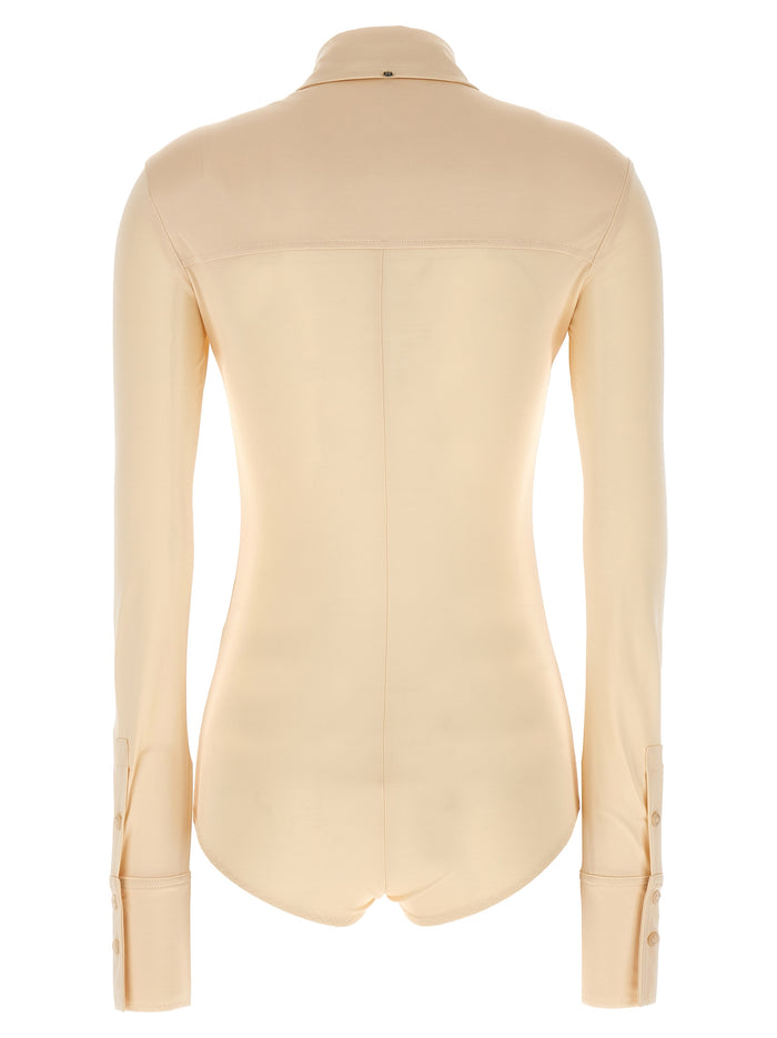 Pera Bodysuit Beige Viscose Tops