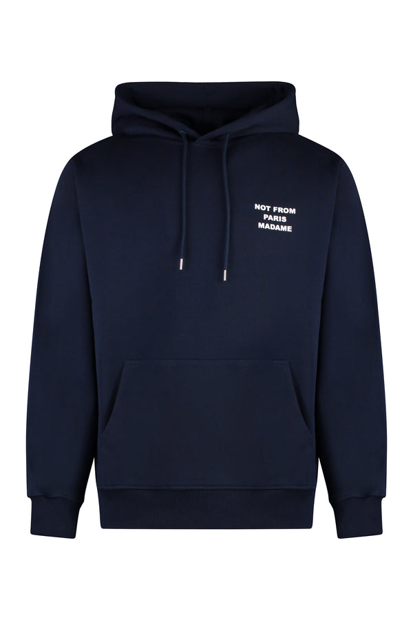 Hooded Sweatshirt Slogan Navy Cotton Jumpers