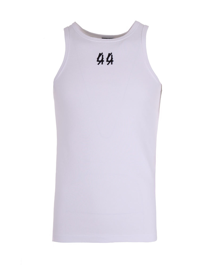 Sleeveless Top White Cotton Stretch Tops