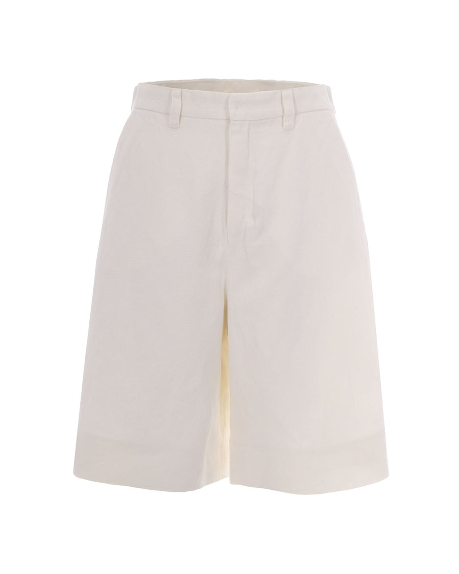 Bermuda Shorts Drill Cotton-Linen White