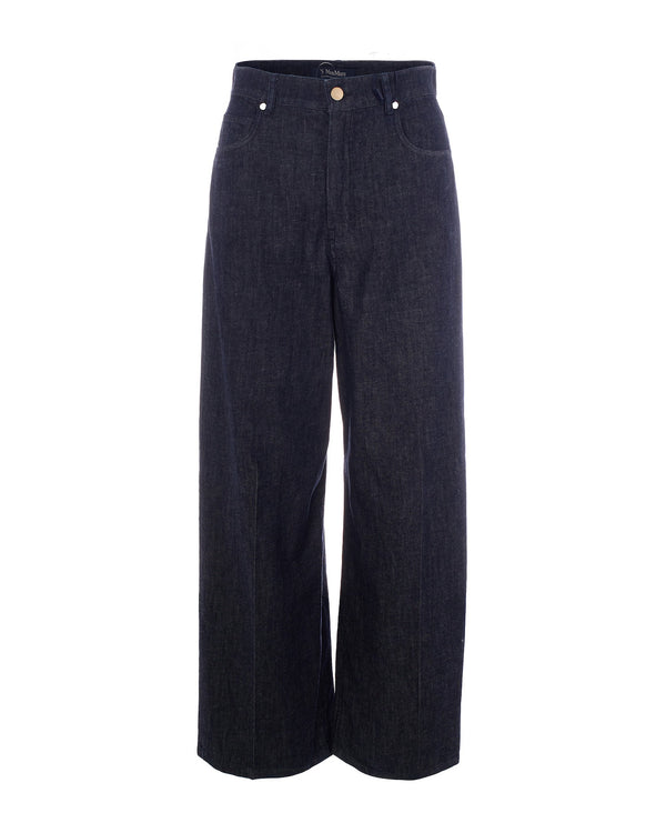 Jeans Straight-Leg Navy Blue Cotton