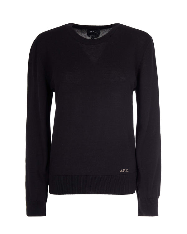 Crewneck Jumper Black Cotton Jumpers