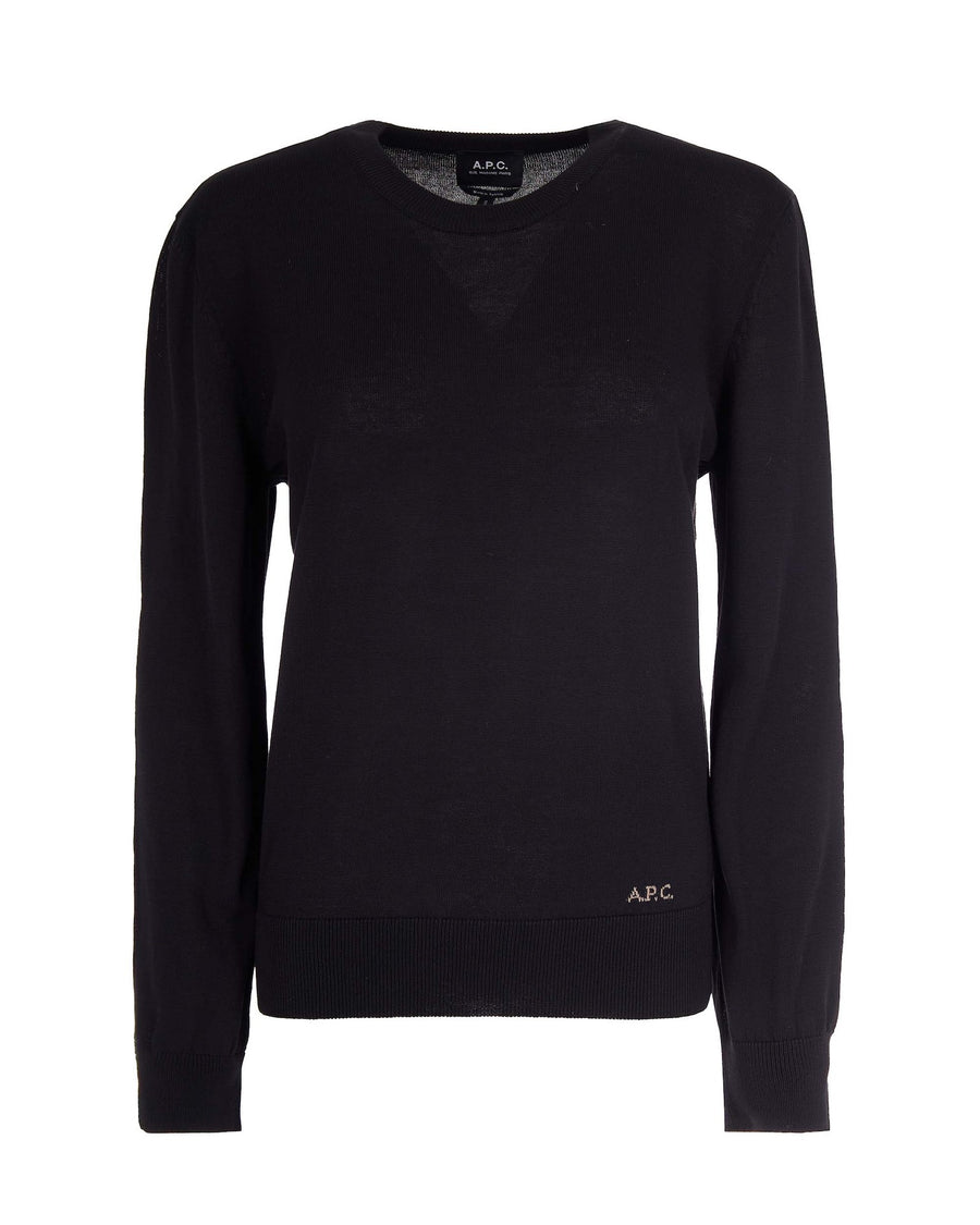 Crewneck Jumper Black Cotton Jumpers