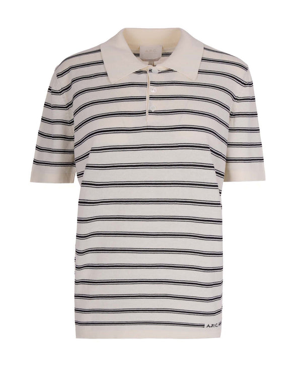 Knit Polo Shirt Ecru-Black Ecru/black Cotton