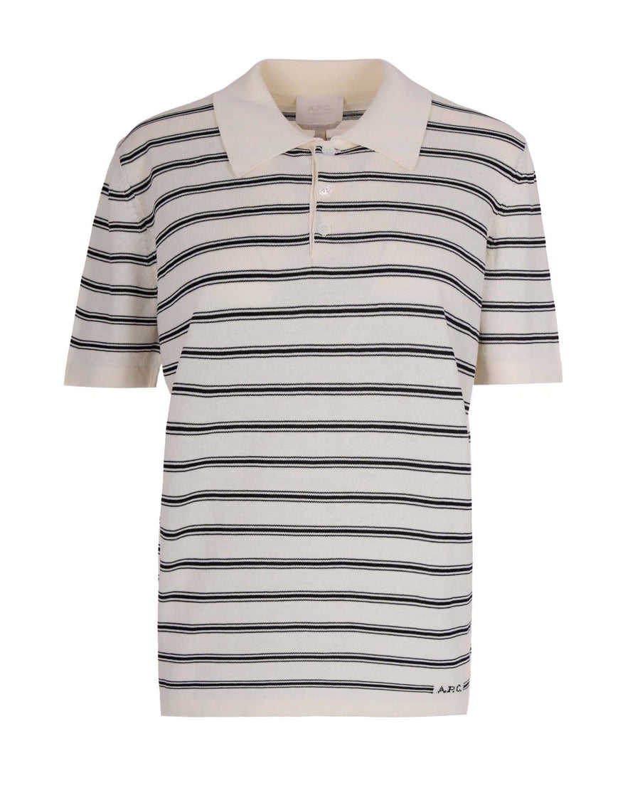 Knit Polo Shirt Ecru-Black Ecru/black Cotton