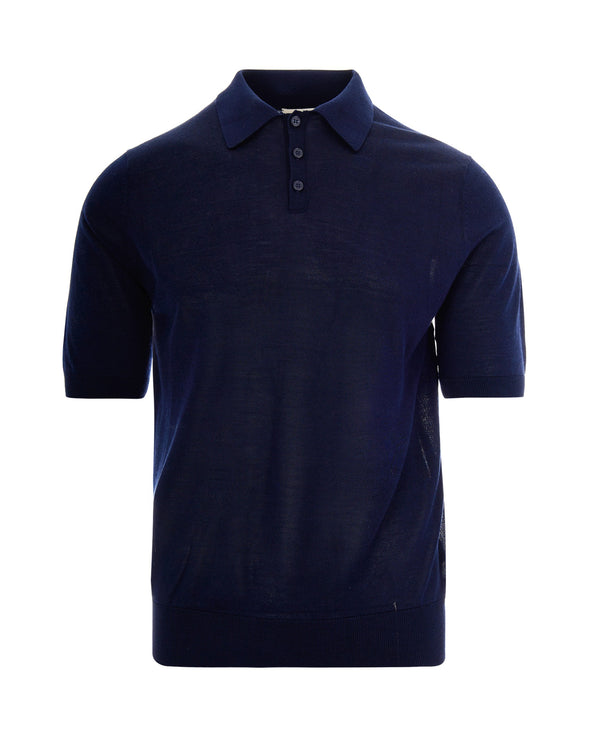 Polo Shirt Navy Silk-Cashmere Silk Cashmere